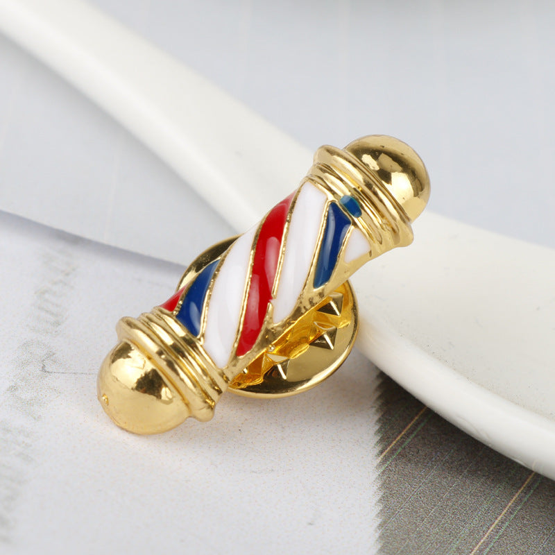 Barber Shop Logo Badge Pin