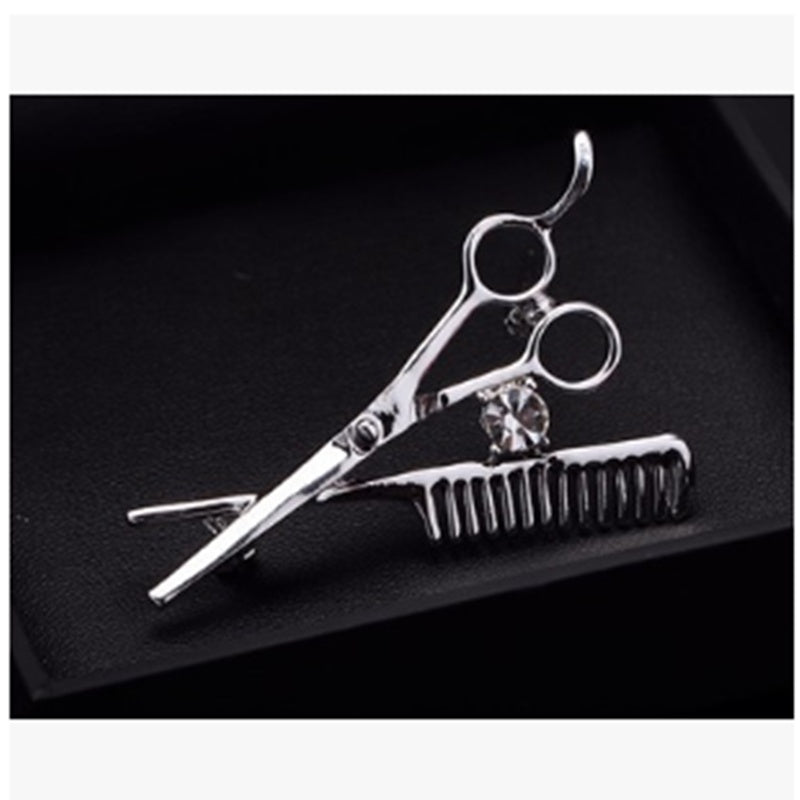 Barber Shop Logo Badge Pin